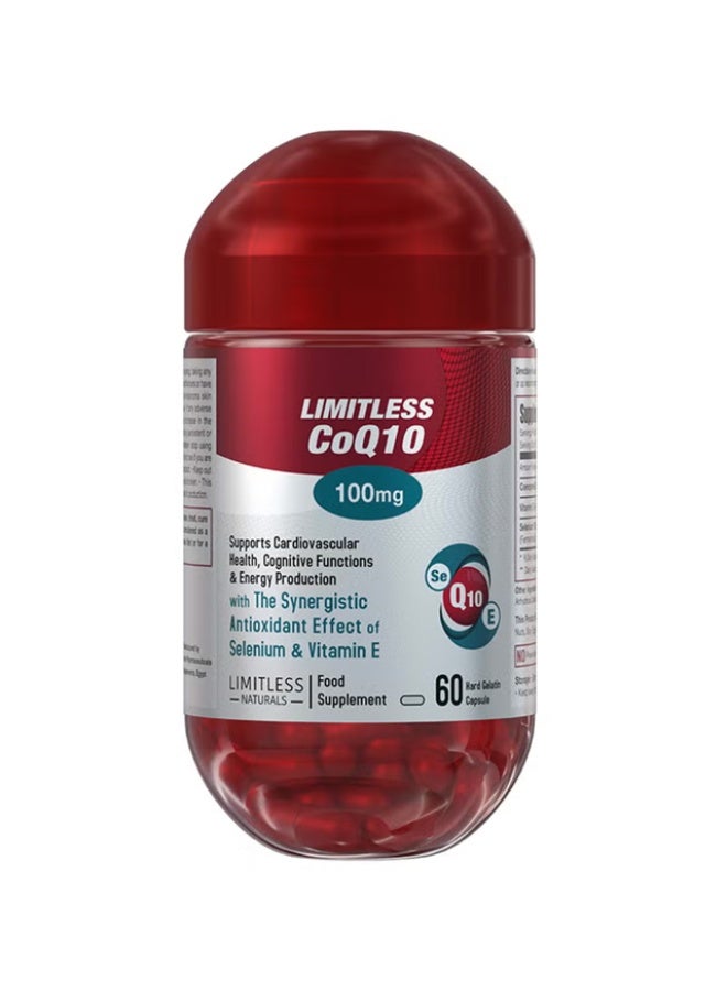 ليمتليس Limitless CoQ 10 - إنزيم CoQ 10، فيتامين E والسيلينيوم - للوظائف الإدراكية والقلبية - 60 كبسولة. - Image 1